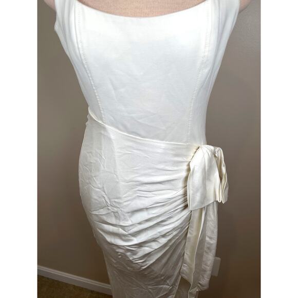 Cinq a Sept Marian Ruched Draped Silk Side Tie White Maxi Dress Size 8 - Picture 4 of 8